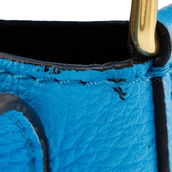 BURBERRY Embossed logo Shoulder Bag Blue leather Women - Picture 10 of 13